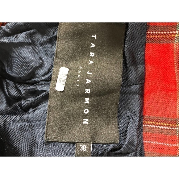 Tara Jarmon Virginie Blazer Plaid Red 38 - Picture 8 of 11
